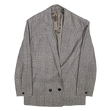 Womens Blazer Jacket Grey Wool Check L