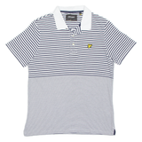 LYLE & SCOTT Mens Polo Shirt Blue Striped M