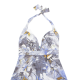 UNYX Padded Womens Halter Neck Blouse Blue Sleeveless Crazy Pattern S