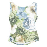 NEW STYLE Womens Printed Vest Green Sleeveless Floral S