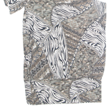 LADY MEZZO Womens Printed Blouse Grey One Shoulder Crazy Pattern M