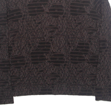 Womens Blouse Brown Long Sleeve 90s Crazy Pattern M