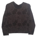 Womens Blouse Brown Long Sleeve 90s Crazy Pattern M