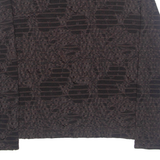 Womens Blouse Brown Long Sleeve 90s Crazy Pattern M