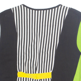Womens Printed Waistcoat White V-Neck Sleeveless Striped M