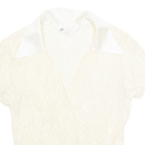 JAZZ SPORT Sheer Womens Blouse Cream V-Neck Nylon S