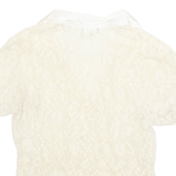 JAZZ SPORT Sheer Womens Blouse Cream V-Neck Nylon S