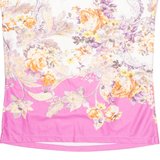 Womens Printed Vest White Sleeveless Faux Silk Floral UK 12