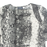 YOUR SIXTH SENSE Womens Printed Blouse Black Long Sleeve Crazy Pattern M