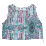 H&S Womens Printed Vest Blue Sleeveless Crazy Pattern M