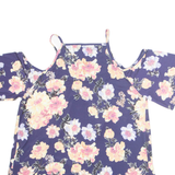 BODYFLIRT Womens Milkmaid Blouse Purple Off Shoulder Floral M
