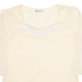 MERMAID Womens Blouse Cream 3/4 Sleeve Crazy Pattern M
