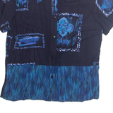 CALIFORNIA KRUSH Womens Printed Shirt Blue Collared Crazy Pattern M