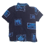 CALIFORNIA KRUSH Womens Printed Shirt Blue Collared Crazy Pattern M
