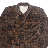 JASON MAXWELL Womens Printed Shirt Brown Collared 90s Crazy Pattern M