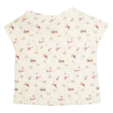 Womens Printed Blouse Cream V-Neck Crazy Pattern L