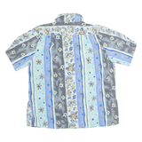 Womens Printed Shirt Blue Collared Crazy Pattern M