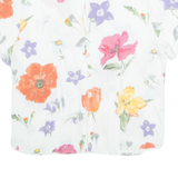 ELTON Womens Printed Shirt White Collared Viscose Floral M
