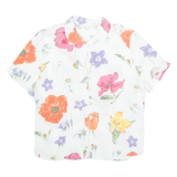 ELTON Womens Printed Shirt White Collared Viscose Floral M