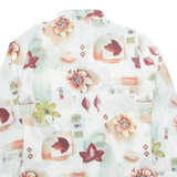 Womens Printed Shirt White Collared Long Sleeve Viscose Floral M