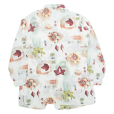 Womens Printed Shirt White Collared Long Sleeve Viscose Floral M