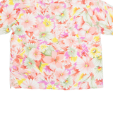 EL-SAAD Womens Printed Shirt Pink Collared Viscose Floral M