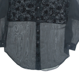 CLOCK HOUSE Sheer Womens Shirt Black Collared Long Sleeve M