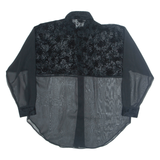 CLOCK HOUSE Sheer Womens Shirt Black Collared Long Sleeve M