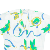 INES Womens Printed Shirt White Collared Crazy Pattern M