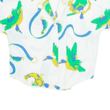 INES Womens Printed Shirt White Collared Crazy Pattern M