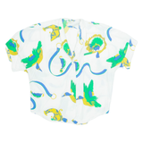 INES Womens Printed Shirt White Collared Crazy Pattern M