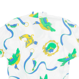 INES Womens Printed Shirt White Collared Crazy Pattern M