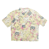 Womens Printed Shirt Yellow Collared Crazy Pattern L