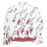 ALBA MODA Womens Printed Shirt White Collared Long Sleeve Floral L