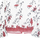 ALBA MODA Womens Printed Shirt White Collared Long Sleeve Floral L