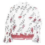 ALBA MODA Womens Printed Shirt White Collared Long Sleeve Floral L