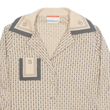 GERRY SPICHMANS Womens Printed Blouse Beige V-Neck Long Sleeve Crazy Pattern M