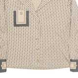 GERRY SPICHMANS Womens Printed Blouse Beige V-Neck Long Sleeve Crazy Pattern M