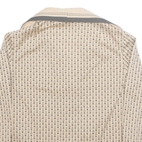 GERRY SPICHMANS Womens Printed Blouse Beige V-Neck Long Sleeve Crazy Pattern M