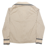 GERRY SPICHMANS Womens Printed Blouse Beige V-Neck Long Sleeve Crazy Pattern M