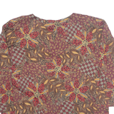 YOUR SIXTH SENSE Womens Printed Blouse Maroon Long Sleeve Crazy Pattern L