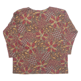 YOUR SIXTH SENSE Womens Printed Blouse Maroon Long Sleeve Crazy Pattern L
