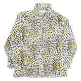 HENGDA Womens Printed Shirt White Collared Long Sleeve Viscose Animal Print L