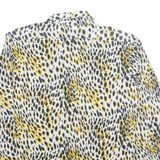 HENGDA Womens Printed Shirt White Collared Long Sleeve Viscose Animal Print L