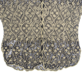 ALL NAMES Womens Shirt Black V-Neck Crazy Pattern M