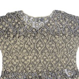 ALL NAMES Womens Shirt Black V-Neck Crazy Pattern M