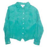 IMPRESSIONS Womens Shirt Green Collared Long Sleeve M
