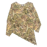 ZOEY AND BETH Womens Printed Blouse Beige Long Sleeve Crazy Pattern M