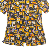 STONETEX Womens Printed Shirt Black Collared Viscose Crazy Pattern M