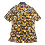 STONETEX Womens Printed Shirt Black Collared Viscose Crazy Pattern M